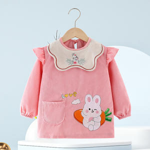 Babero con cuello de encaje <span class=keywords><strong>Cluny</strong></span> antiguo, punto pequeño de conejito cosido a mano y costillas de 14 gallos, delantal de fiesta de té real para niñas - Product Image 3