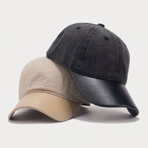 Gorra de béisbol/golf vintage de cuero con borde de color, visera suave, estilo europeo-americano, gorra deportiva con visera de pico de pato para mujer y hombre - Product Image 3