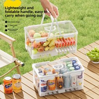 Boîte de rangement alimentaire rectangulaire portable en plastique double couche de style japonais, ensemble de thé pour céréales, boîte à lunch pour réfrigérateur, utilisation en extérieur