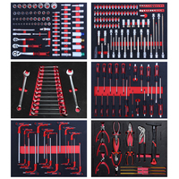 Ensemble d'outils de 258 pièces, 6 plateaux en mousse, armoire à outils à 7 tiroirs, chariot à outils mobile pour la réparation automobile, garage, atelier