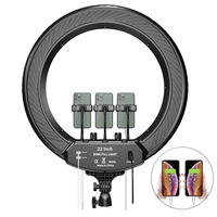 Lampe de remplissage ronde à haute luminosité 80W 22 pouces, montage mural, lumière annulaire LED pour téléphone et appareil photo, pour le maquillage et les selfies