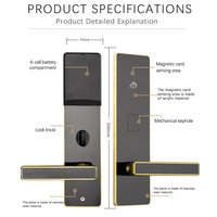 Cerradura Inteligente RFID Moderna y Duradera de Acero Inoxidable Dorado para Puertas de Madera, Sistema de Control de Acceso T57 con Almacenamiento en la Nube para Hoteles