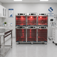Équipement vétérinaire, lumières infrarouges, thérapie chauffante, cage de soins intensifs avec oxygène pour chiens et animaux