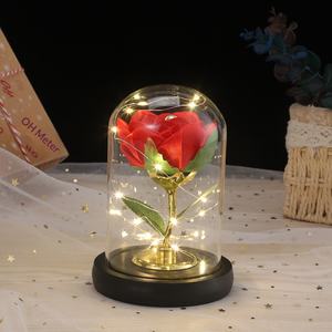 Cadeau de la Saint-Valentin, anniversaire, petite amie, romantique, fleurs éternelles en plastique, couverture en verre artificiel, veilleuse décorative - Product Image 6