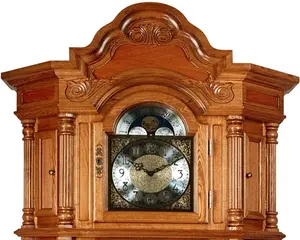 Grace ful Split Giebel verfügt über Oliven Esche Wurzelholz Overlay Finial dekorative Muschel Ornament Holzboden Großvater Uhr