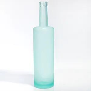 Crystal blue round glass 750ml 700ml liquor/tequila/spirit/whiskey/brandy/rum bottle