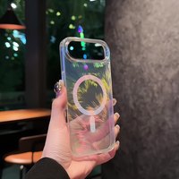 Plume Motif Laser Couleur Coussin D'air Antichoc Paillettes Housse De Protection Téléphone étui pour iPhone Air 17 Pro Max