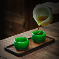 Imperial Grüne Jade-Textur Glas-Teetasse 50ml Hitzebeständiger Kung-Fu-Verkostungsbecher für Teezeremonie Espresso-Shot