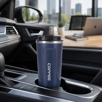 Mug isotherme en acier inoxydable noir de 510 ml avec couvercle rabattable, pour le bureau, la maison, les jus, le lait, le thé, bouteille isotherme pour les voyages en plein air