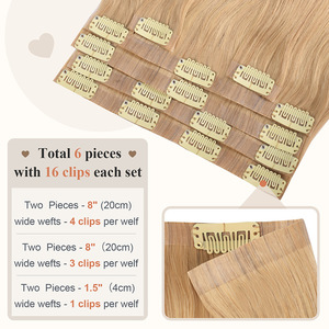 Extensiones de Cabello Humano 100% Real con Clip, Sin Costuras, al por Mayor # Extensiones de Cabello Lacio Rubio Ceniza Dorado de 18 Pulgadas con Clip Invisible - Product Image 4