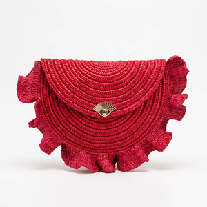 <b>Red</b> Beaded Bohemian Women's Shoulder <b>Clutch</b> Handbag with Floral Decor Open Top Polyester Lining Fashion Purse - Product Image 5