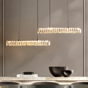 Lámpara Colgante LED de Cristal Dorado y Acero Inoxidable con Altura Ajustable para Sala de Estar, 5000K, Control Remoto, Regulable - Product Image 2
