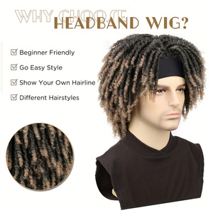 Synthétique Afro Twist Bandeau Dreadlock <span class=keywords><strong>Perruques</strong></span> Fluffy Doux Faux Locs Cheveux Perruque 6 Pouces Afro Bouclés Bandeau <span class=keywords><strong>Dreadlocks</strong></span> Perruque - Product Image 4