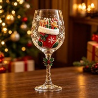 Ensemble de verres à vin de Noël 3D personnalisés avec 6 motifs (Bonhomme de neige, Père Noël, Traîneau) et coffret cadeau – Vente en gros pour les fêtes