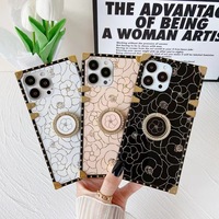 Coque de téléphone en TPU souple antichoc de luxe avec motif de fleur de camélia pour 11 Pro Max, y compris un anneau de protection