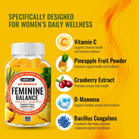 Gummies Probiotiques Équilibre Féminin OEM – Supplément en Poudre Canneberge Ananas pour la Santé Vaginale et l'Équilibre du pH Féminin – Qualité Alimentaire Adulte
