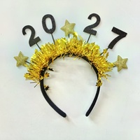 Serre-tête numérique 2027 en forme d'étoile en acier inoxydable fait main avec guirlande colorée pour le réveillon du Nouvel An et le carnaval