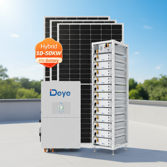 DEYE Hybrid Solar Energy Storage Solution 5KW 10KW 20KW 50KW 100KW Hybrid Solar Power System with Lithium LiFePO4 Battery