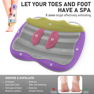 Custom logo Body Cleaner Silicone <b>Foot</b> <b>Scrubber</b> Non-Slip <b>Foot</b> Massager Mat Soft Comfy Bristles Black <b>Foot</b> Exfoliating Brush - Product Image 5