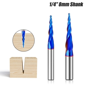 Fraise à billes conique de 8 mm 1/4 en alliage intégral à double tranchant, revêtement anti-adhérent, pour relief métallique, outils en tungstène allongés - Product Image 3