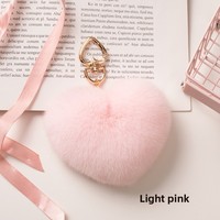 Porte-clés de voiture en fourrure de lapin Rex en forme de cœur, édition commémorative artisanale, avec pompon cœur pêche, pendentif de sac en peluche mignon