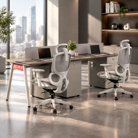 Poste de travail moderne pour 2 personnes avec meuble mobile et chaise de bureau ergonomique en maille pour projets - Usine de Foshan