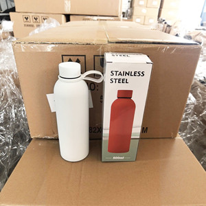 Free <b>Box</b> logo 500ml Smooth Rubber Stainless Steel 304 Gym <b>Bottle</b> Water Vacuum Flasks Thermoses for Drinks with Handle - Product Image 6