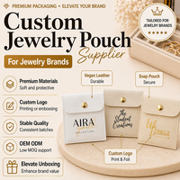 Pochette d'emballage personnalisée en toile pour bijoux avec logo, sac enveloppe de luxe en coton pour bagues, pendentifs, colliers, boucles d'oreilles, cadeaux