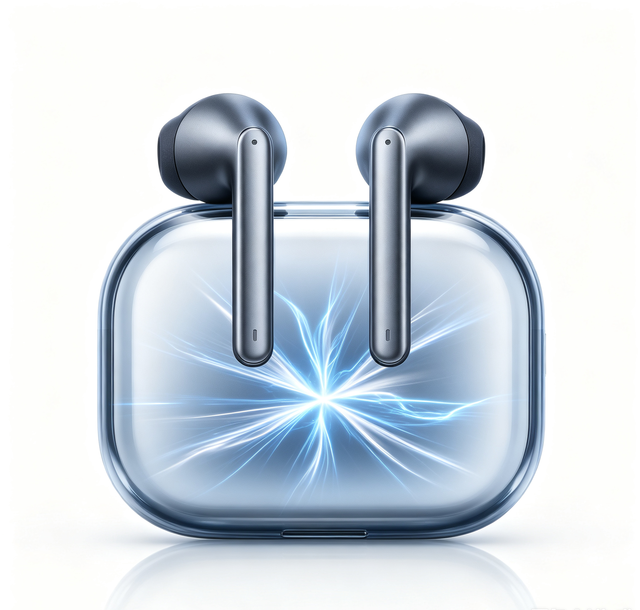 Metal Texture Wireless Earbuds with Transparent Charging Box