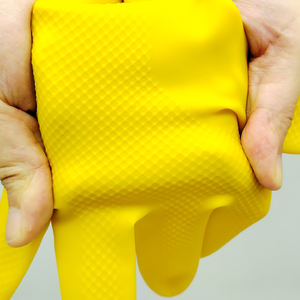 قفازات أمان صفراء ممتدة مقاومة للحرارة مرنة ذات ملمس ناعم من المطاط الطبيعي اللاتكس قابلة للتخصيص للتنظيف المنزلي - Product Image 5