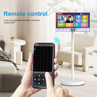 Televisor LED Inteligente Android de 21.5 Pulgadas, 4+64GB, Mini Televisor Portátil con Ruedas, Batería Integrada, Carga Móvil, Interactivo