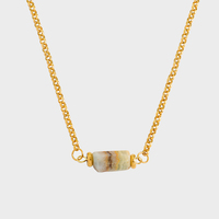 Collier Pendentif Géométrique Irrégulier en Pierre Naturelle Plaqué Or en Acier Inoxydable pour Femme - Joyas De Acero Inoxidable Al Por Mayor