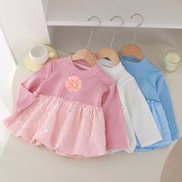 Robe Courte Décontractée en Tricot pour Filles, Coupe Princesse Évasée, Manches Longues, Tissu Adouci, Plissée, Décoration 3D, Couleur Unie 2026