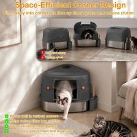 Bac à litière pour chat en acier inoxydable de taille XXXL, fermé, avec couvercle, design triangulaire, côtés hauts, en métal, pour les chats de grande taille