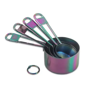 Wholesale Colorful Stainless Steel Measuring Cup Set 4 Pcs Kitchen Measuring Tools Set For Baking