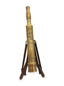 Télescope antique en laiton de 9 pouces avec support en bois, pare-soleil et trépied – Observateur nautique vintage pour la maison - Product Image 2