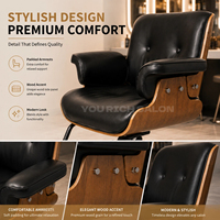 Fauteuil de barbier classique en cuir PU imperméable, fauteuil de salon en mousse haute densité avec pompe hydraulique pour salon de coiffure