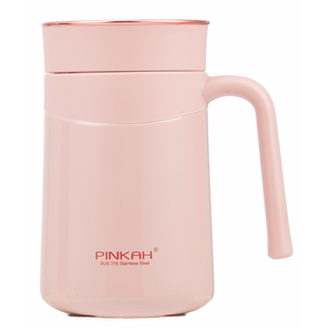 PINKAH-<span class=keywords><strong>taza</strong></span> de té de acero inoxidable 304 de doble pared, aislamiento al vacío, a prueba de fugas, reutilizable, con mango, 380ml, 12oz - Product Image 4