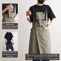 Apron Kerja Tanpa Lengan Bahan Beludru Gaya Jepang Tahan Air untuk Salon Kuku, Barber Shop, Perawatan Hewan Peliharaan, Kedai Kopi, dan Toko Bunga