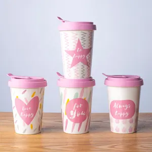Hotsale Creative ceramic cup pink cute big belly mark drinking for girl cup fancy coffee cups and mugs wholesale