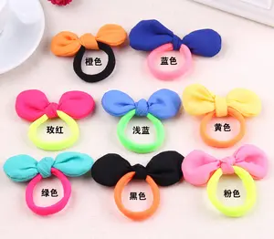 Cute Nylon Seamless Elastic Rubber Bands Cheap Bow Hair Ties para Crianças Meninas