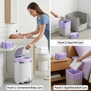 Sacs de recharge pour <span class=keywords><strong>poubelle</strong></span> <span class=keywords><strong>à</strong></span> couches Lihuida, écologiques, en HDPE recyclable, anti-odeurs, avec poignée Flexiloop - Product Image 5