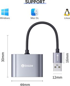 USB 3.5mm TRS Jack Audio Adapter with Dual Headphone/Microphone Jcks for Windows Mac Linux PS5 <strong>PS4</strong> - Product Image 5