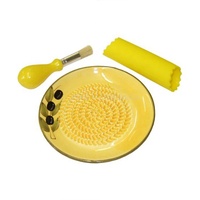 Logo personnalisé nouvelle râpe à ail ronde jaune plaque de gingembre avec éplucheur d'ail brosse de cuisine accessoires de cuisine