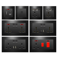 Salida dual universal cepillada de aleación de aluminio, enchufes de interruptores de pared de Malta del Reino Unido con interruptor de luz eléctrica de cargador rápido Usb tipo C