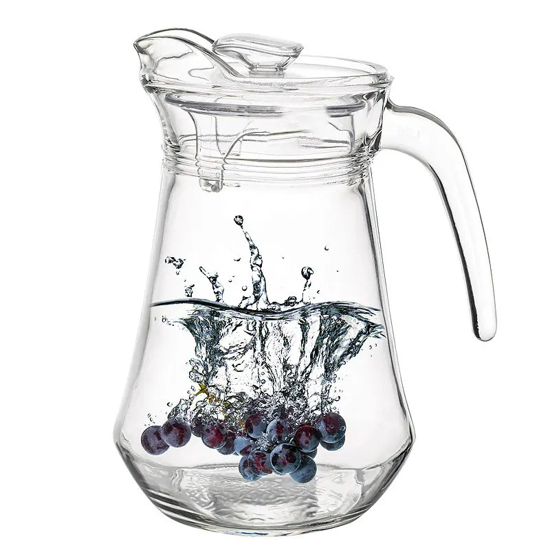 Botol air Desktop kaca elegan ramah lingkungan grosir Pot mulut bebek kendi air kaca modis dengan pegangan