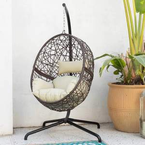 Foldable Wicker Rattan Hanging Egg Chair With Stand Swing Chair With Cushion <b>Pillow</b> for Indoor Outdoor - Product Image 2