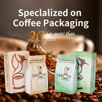 Sacs d'emballage pour grains de café avec impression personnalisée, sacs à café à fond plat et boîtes avec fermeture éclair et valve