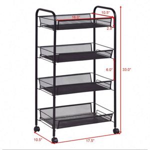 Wire Metal 4 Tier Rolling Cart Kitchen <b>Storage</b> Organizer <b>Basket</b> <b>Storage</b> Art Trolley Utility Cart - Product Image 4