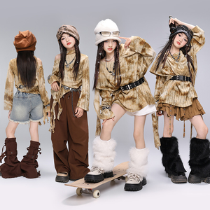 Sxccyh Bộ đồ khiêu vũ Jazz phong cách Hàn Quốc thu đông cho bé gái mới trang phục biểu diễn hợp thời trang cho trẻ em khiêu vũ đường phố - Product Image 4